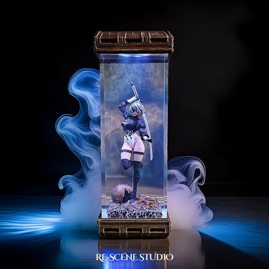 2B Resin Lamp – NieR Automata Multicolor / Size M – Handmade Resin Lamp by Rescene Studio | Rescene Studio