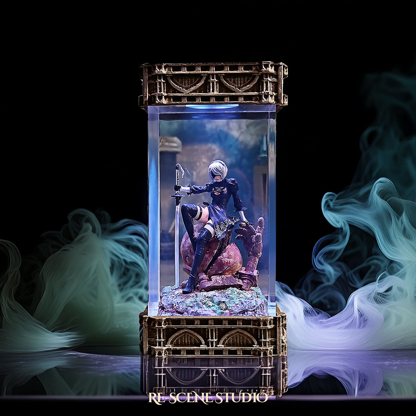 2B Resin Epoxy Lamp V3 – NieR Automata Multicolor / Size M – Handmade Resin Lamp by Rescene Studio | Rescene Studio