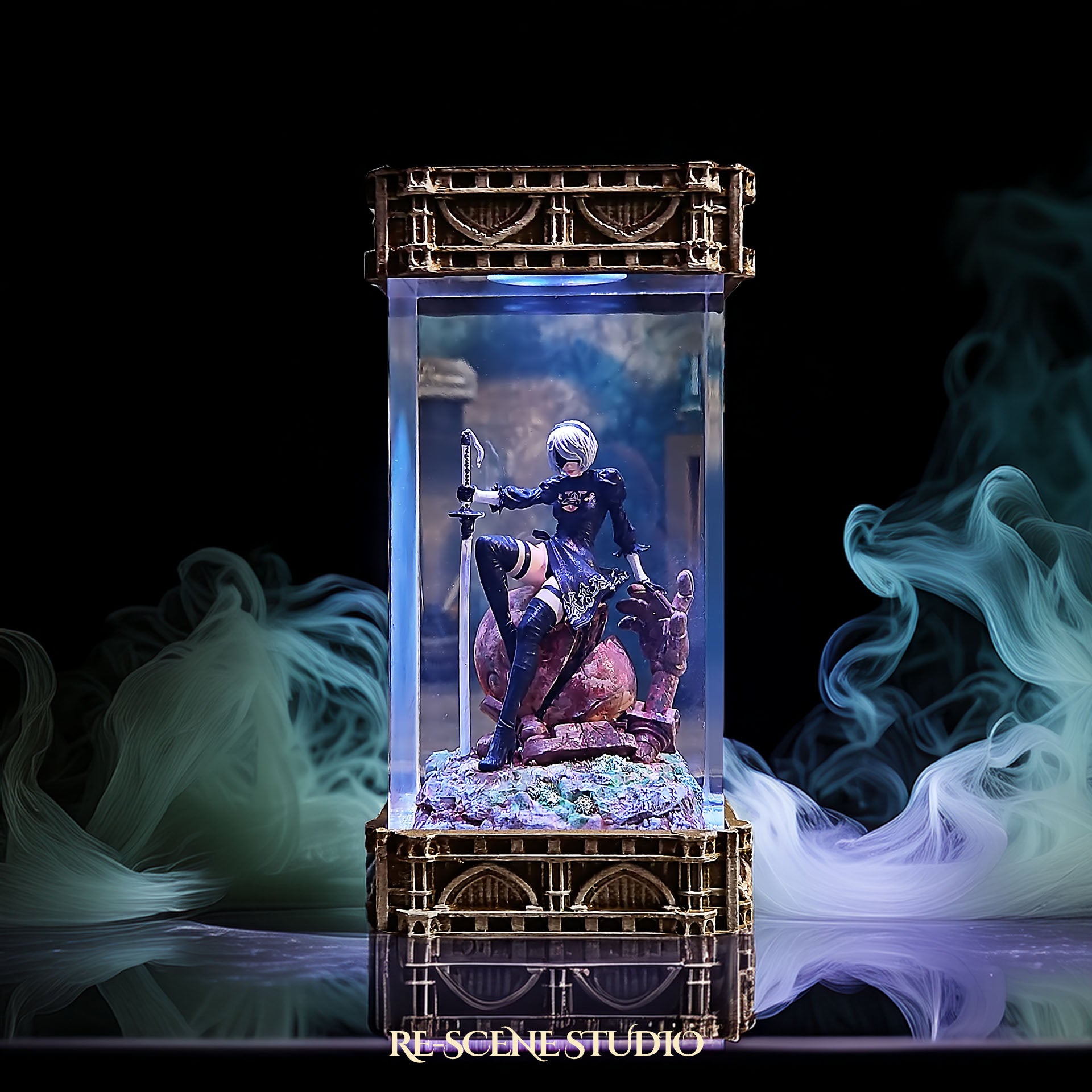 2B Resin Epoxy Lamp V3 – NieR Automata Multicolor / Size M – Handmade Epoxy Resin Lamp by Rescene Studio | Rescene Studio