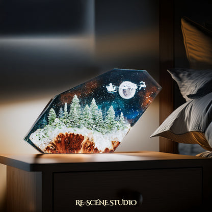 Santa Sleigh Night Ride Resin Epoxy Lamp Multicolor / Size M: 16 x 10 (cm) – Handmade Resin Lamp by Rescene Studio | Rescene Studio