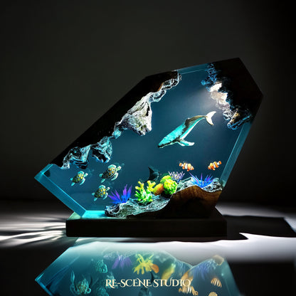 Whale and Turtles Reef Cove Resin Lamp