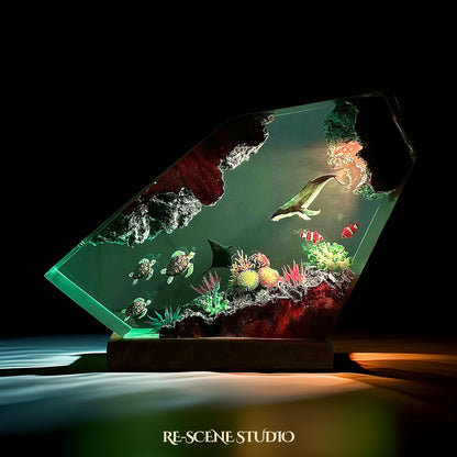 Whale and Turtles Reef Cove Resin Lamp