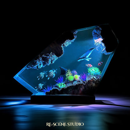 Whale and Turtles Reef Cove Resin Lamp