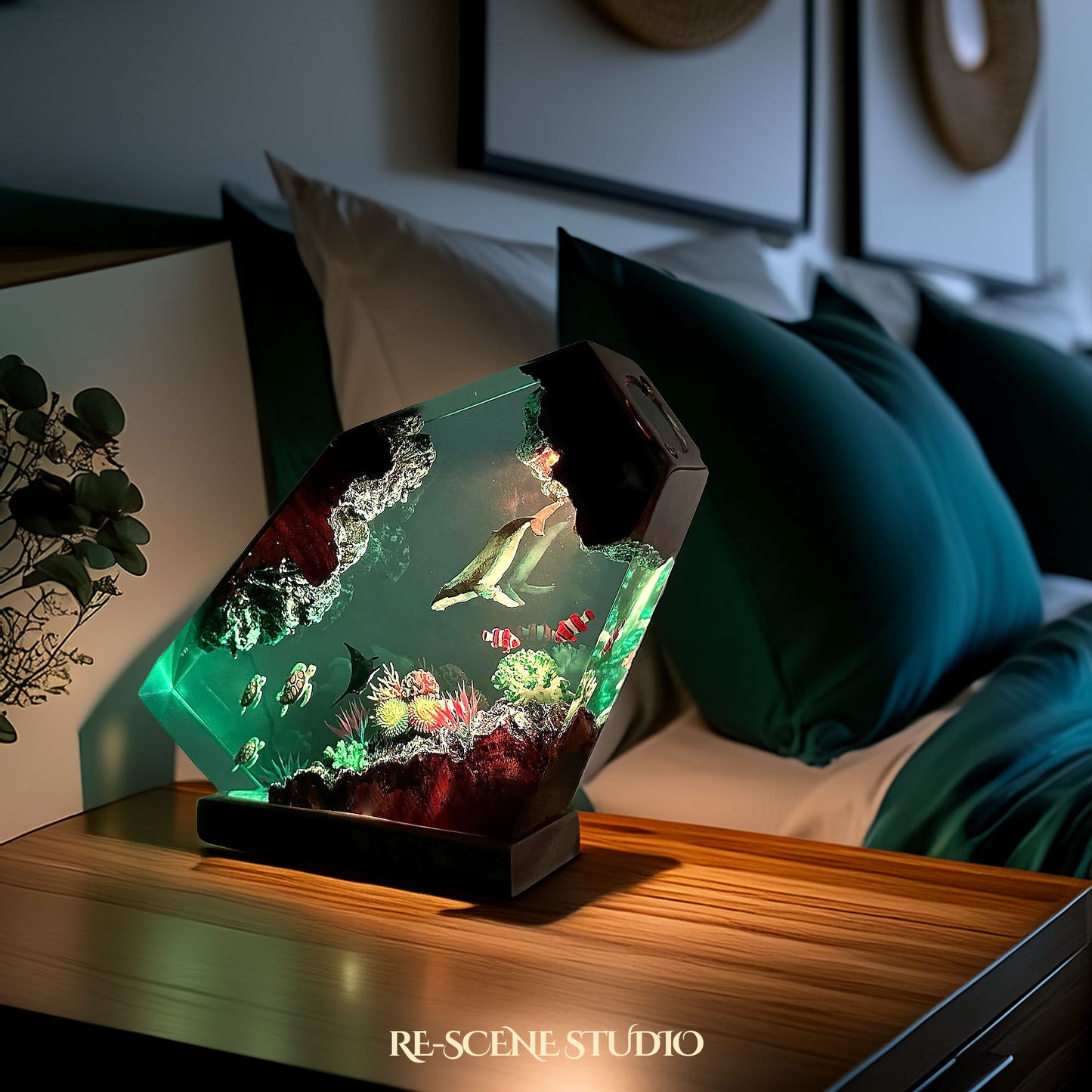 Whale and Turtles Reef Cove Resin Lamp
