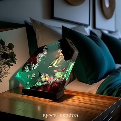 Whale and Turtles Reef Cove Resin Lamp