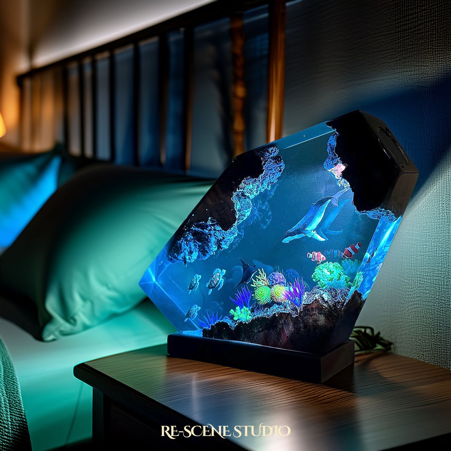 Whale and Turtles Reef Cove Resin Lamp