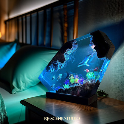 Whale and Turtles Reef Cove Resin Lamp