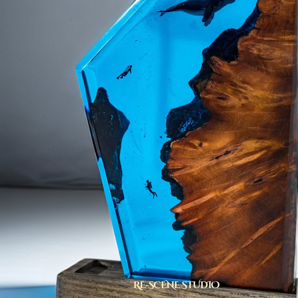 Ocean Guardian Resin Epoxy Lamp Multicolor / Size M: 10 x 16 (cm) – Handmade Epoxy Resin Lamp by Rescene Studio | Rescene Studio
