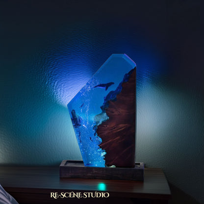 Ocean Guardian Resin Epoxy Lamp Multicolor / Size M: 10 x 16 (cm) – Handmade Resin Lamp by Rescene Studio | Rescene Studio