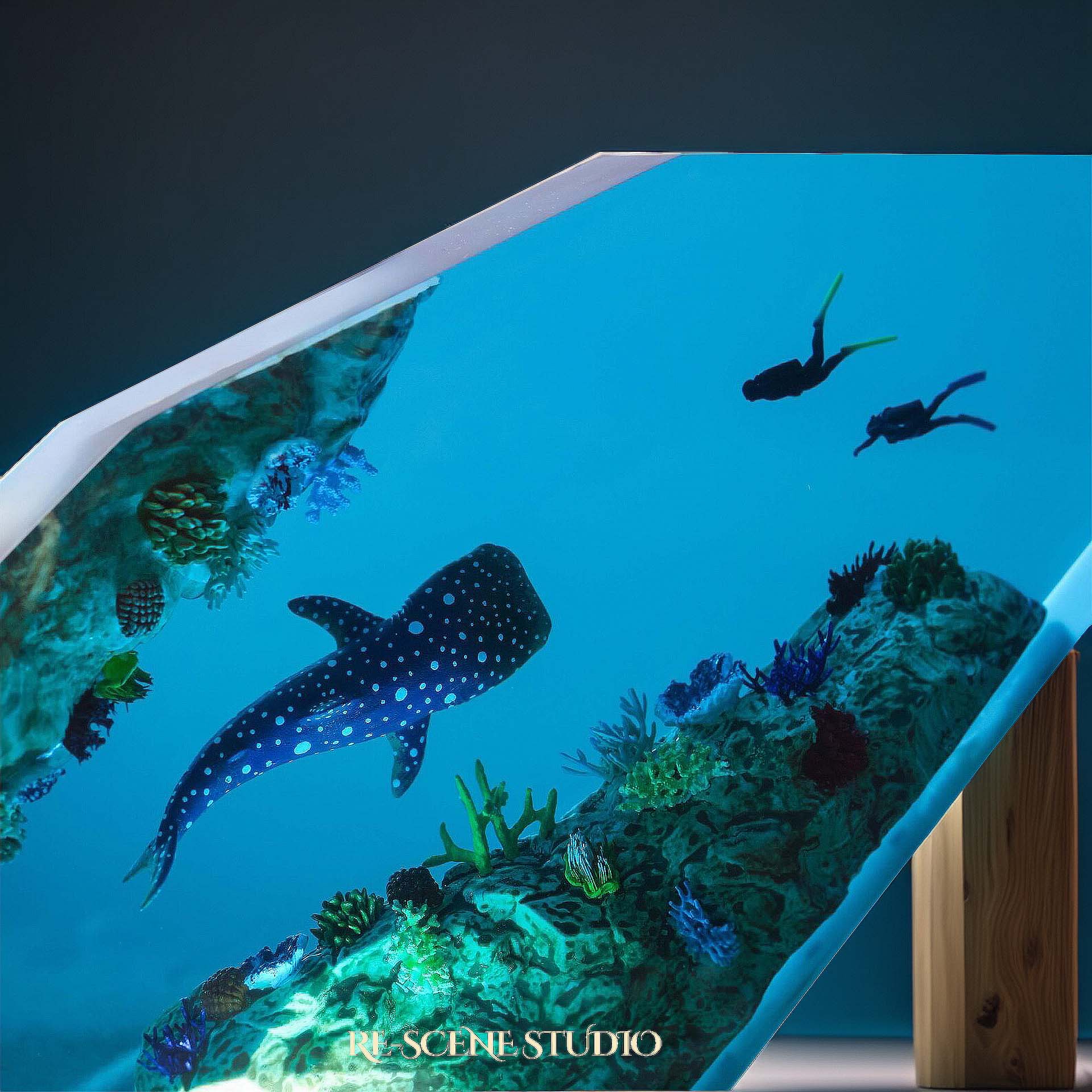 Ocean Serenity Manta Ray Epoxy Resin Lamp Multicolor / Size M: 16 x 10 (cm) – Handmade Epoxy Resin Lamp by Rescene Studio | Rescene Studio