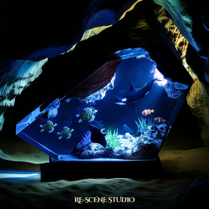 Orca & Sea Turtles Resin Lamp