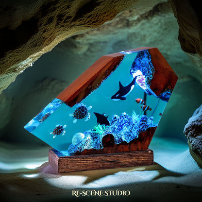 Orca & Sea Turtles Resin Lamp