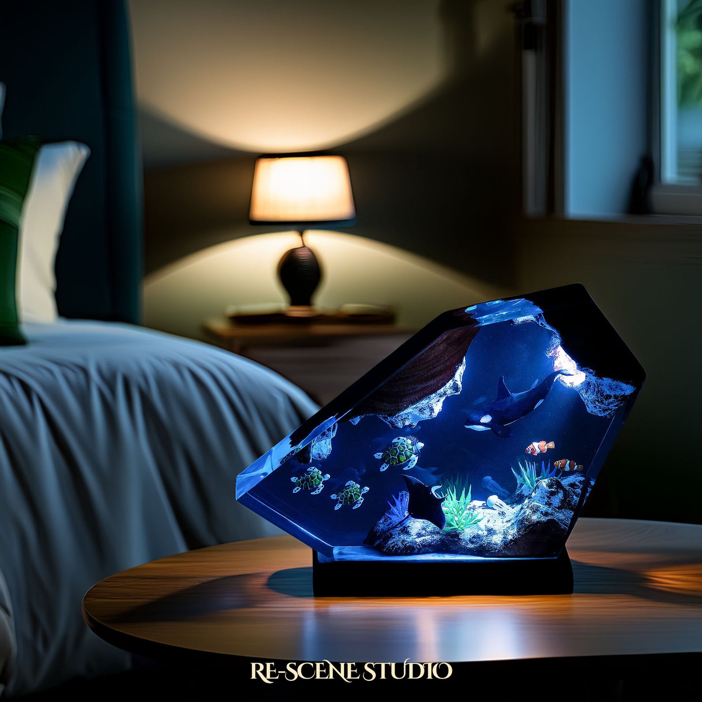 Orca & Sea Turtles Resin Lamp