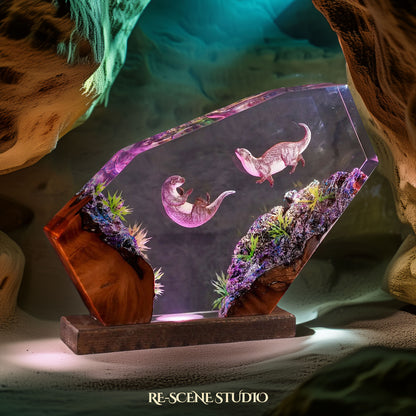 Sea Otters Resin Lamp