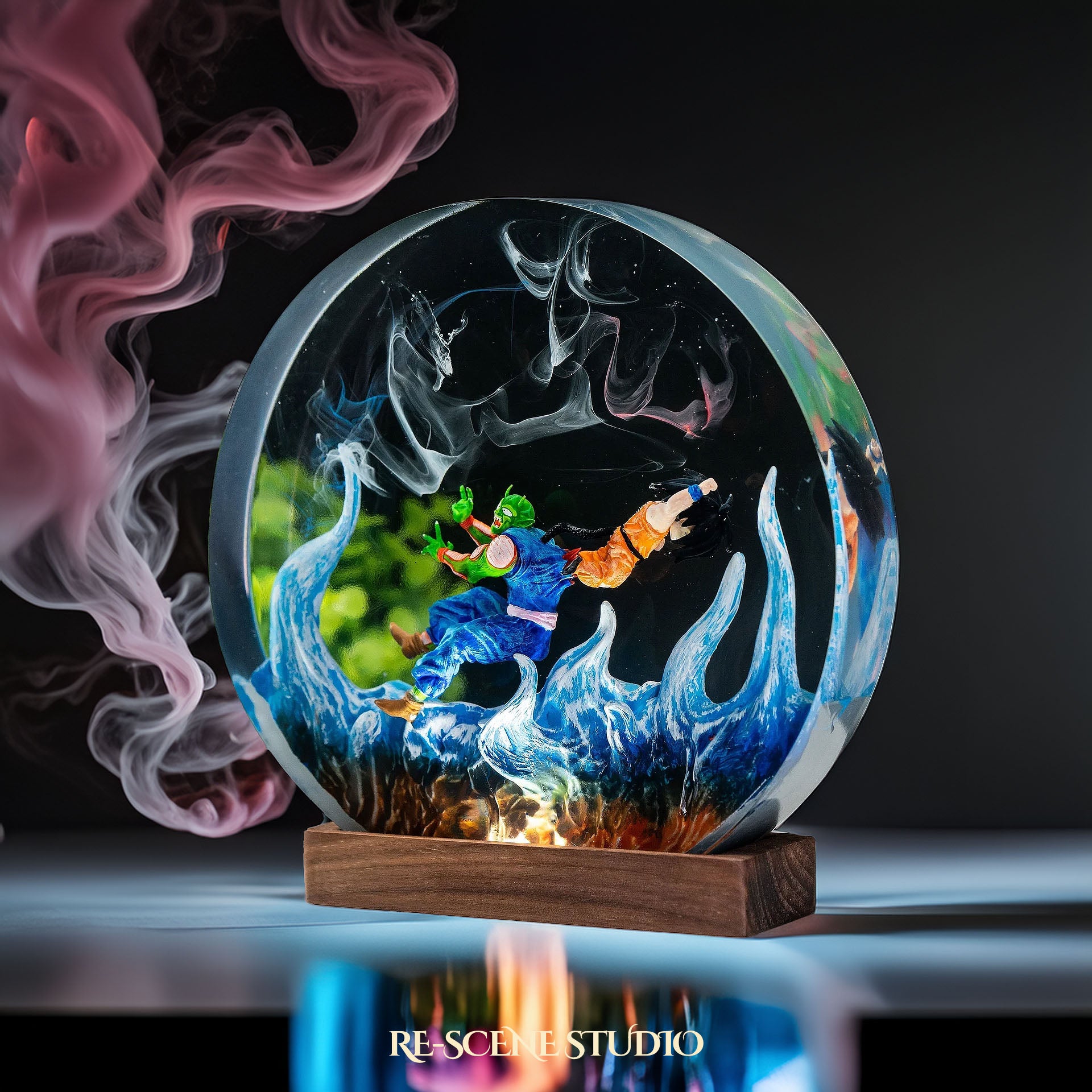 Goku vs Piccolo Resin Epoxy Lamp Multicolor / Size M: 13 x 12 (cm) – Handmade Epoxy Resin Lamp by Rescene Studio | Rescene Studio