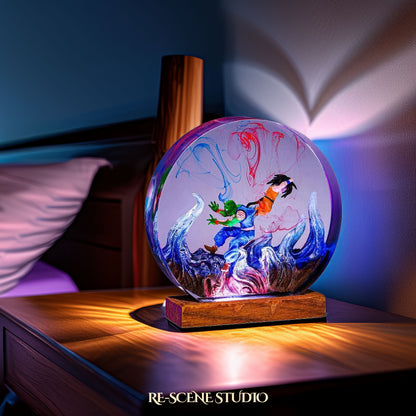 Goku vs Piccolo Resin Epoxy Lamp Multicolor / Size M: 13 x 12 (cm) – Handmade Resin Lamp by Rescene Studio | Rescene Studio