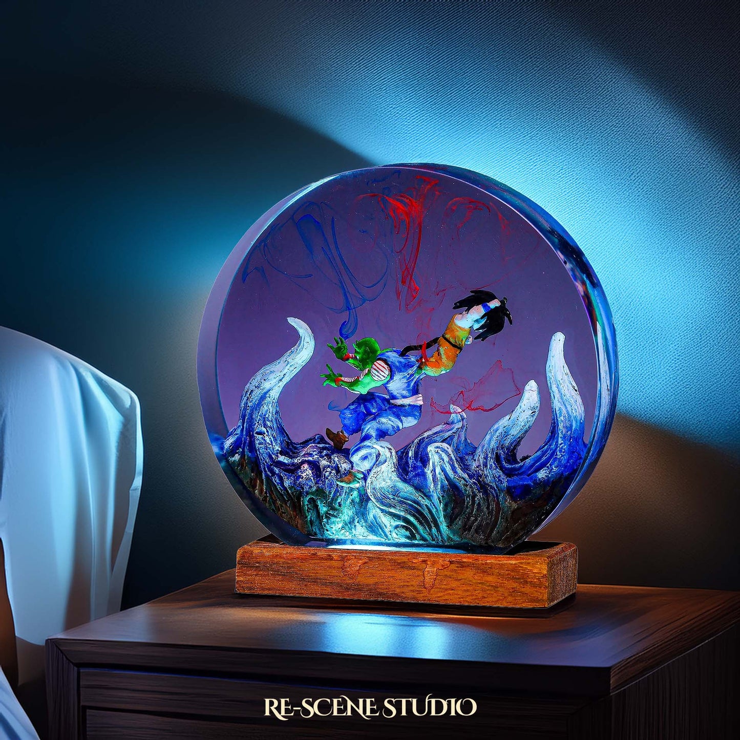 Goku vs Piccolo Resin Epoxy Lamp Multicolor / Size M: 13 x 12 (cm) – Handmade Resin Lamp by Rescene Studio | Rescene Studio