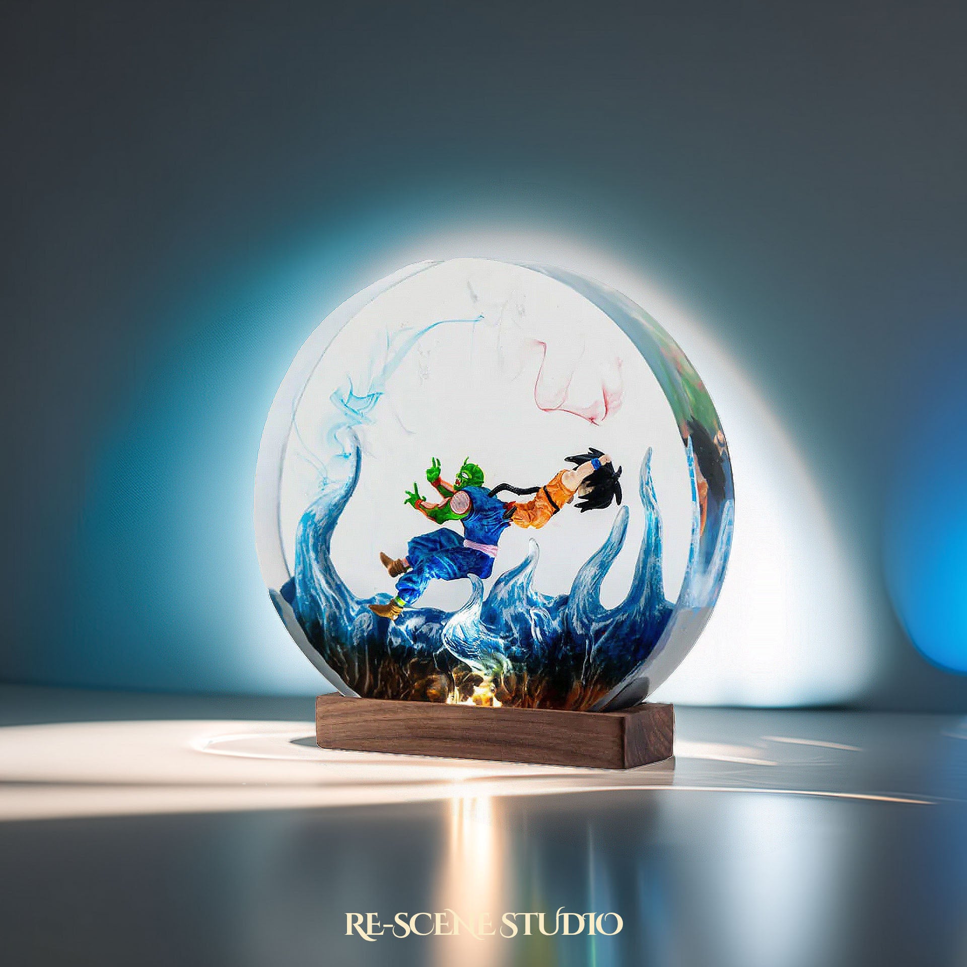 Goku vs Piccolo Resin Epoxy Lamp Multicolor / Size M: 13 x 12 (cm) – Handmade Epoxy Resin Lamp by Rescene Studio | Rescene Studio