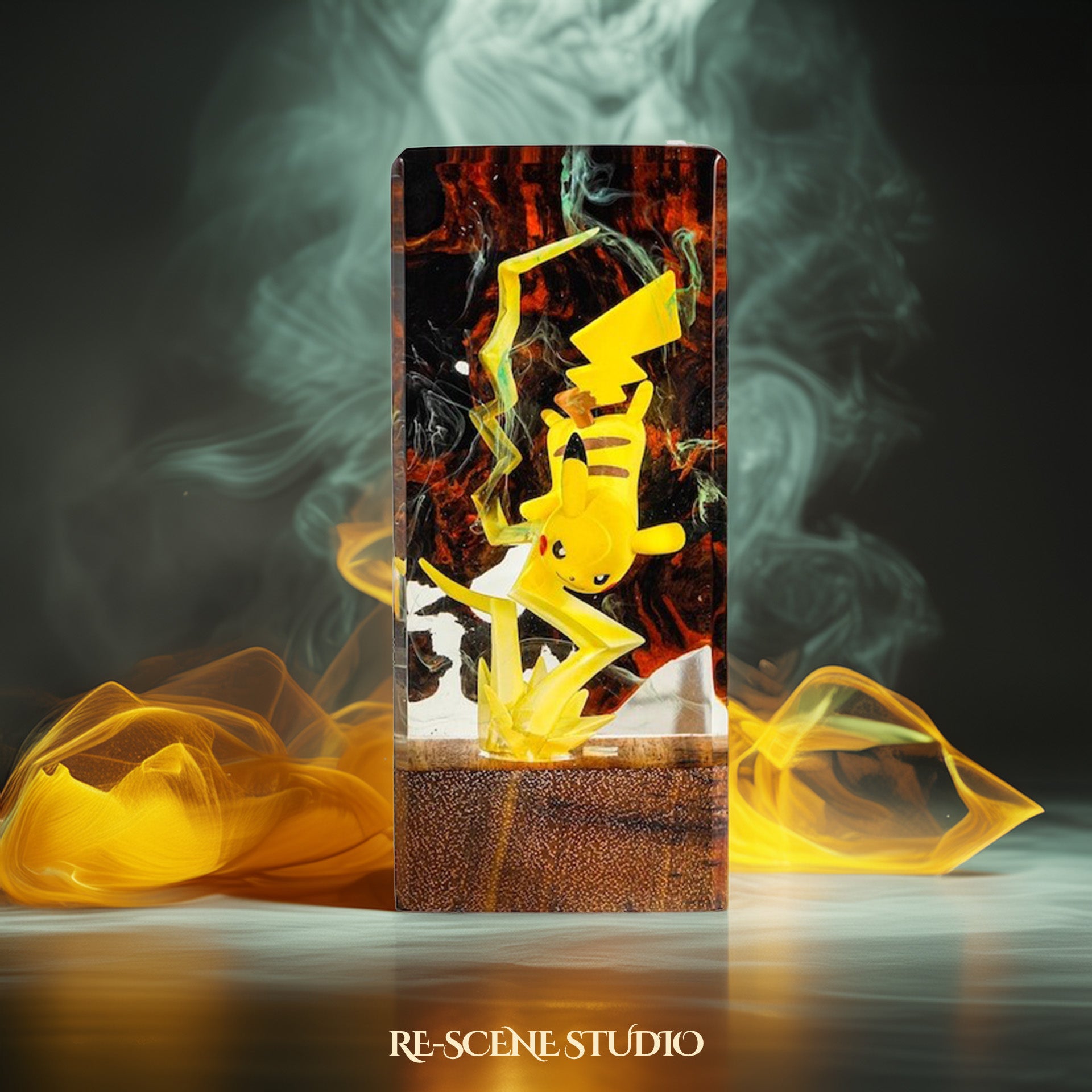 Pikachu Resin Epoxy Lamp Multicolor / Size XL: 16 x 7 x 7 (cm) – Handmade Epoxy Resin Lamp by Rescene Studio | Rescene Studio
