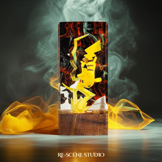 Pikachu Resin Epoxy Lamp Multicolor / Size XL: 16 x 7 x 7 (cm) – Handmade Resin Lamp by Rescene Studio | Rescene Studio