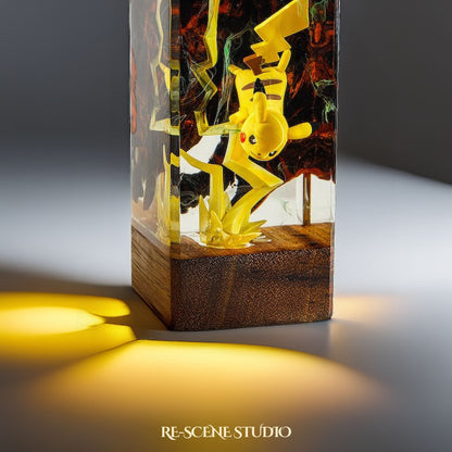 Pikachu Resin Epoxy Lamp Multicolor / Size XL: 16 x 7 x 7 (cm) – Handmade Resin Lamp by Rescene Studio | Rescene Studio