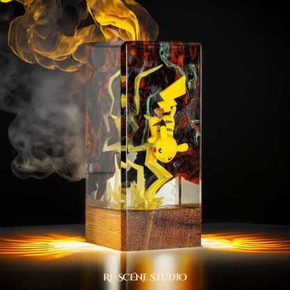 Pikachu Resin Epoxy Lamp Multicolor / Size XL: 16 x 7 x 7 (cm) – Handmade Resin Lamp by Rescene Studio | Rescene Studio