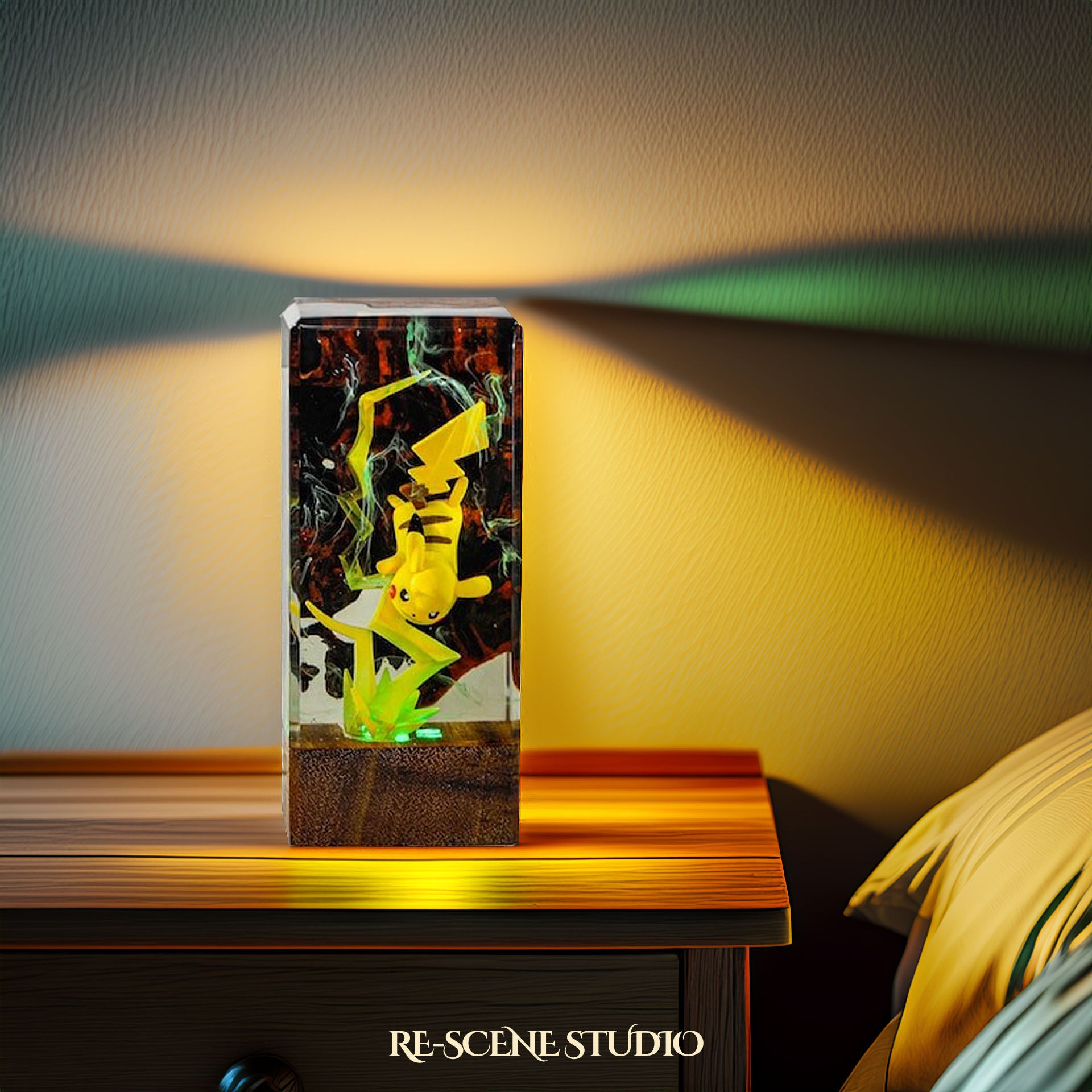Pikachu Resin Epoxy Lamp Multicolor / Size XL: 16 x 7 x 7 (cm) – Handmade Epoxy Resin Lamp by Rescene Studio | Rescene Studio