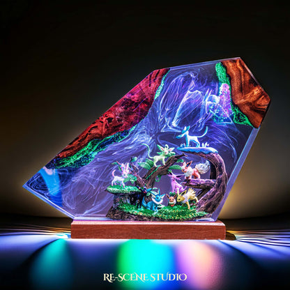 Pokemon Garden Resin Lamp — Handcrafted Epoxy Resin LED Lamp | Unique Ambient Decor & Collector's Gift