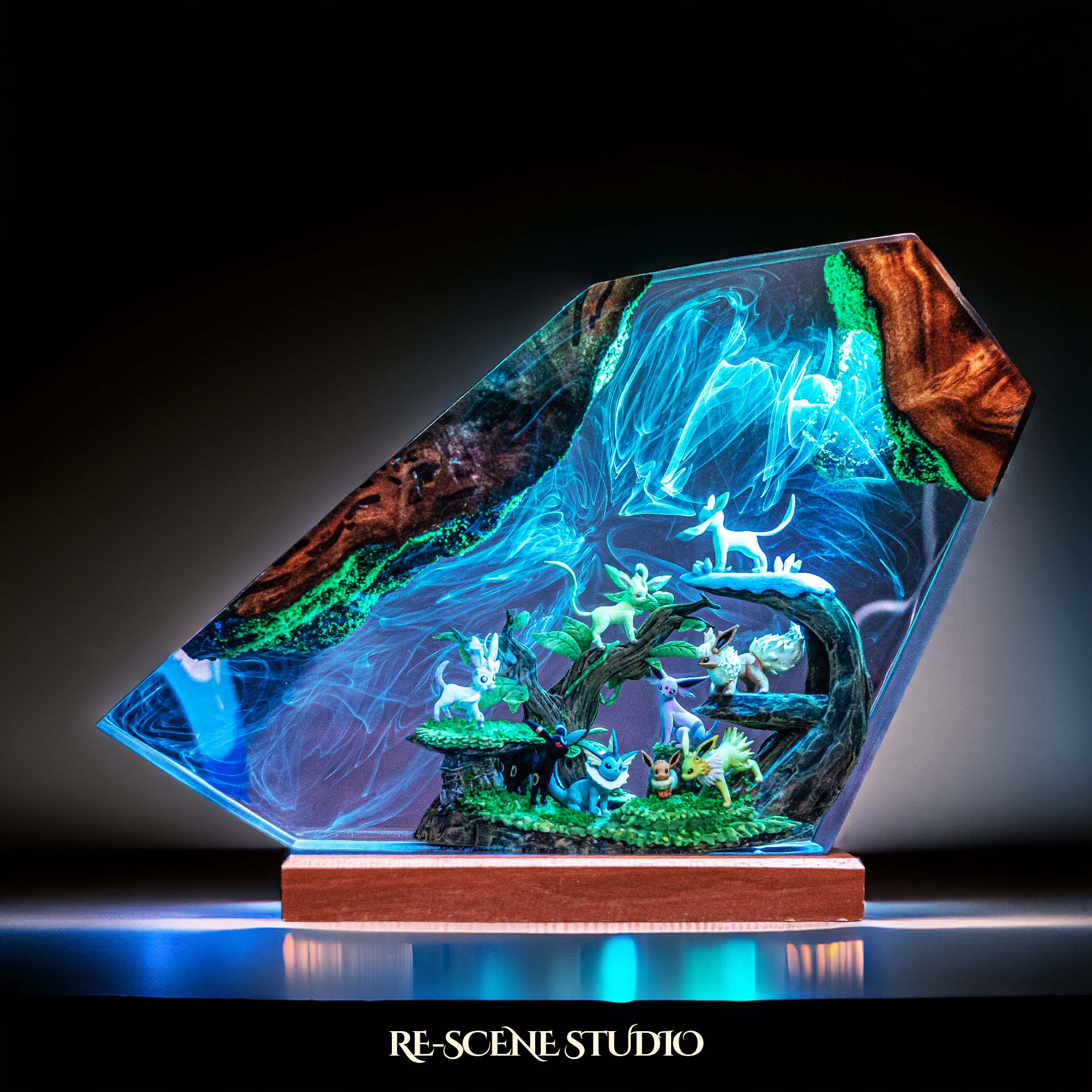 Pokemon Garden Resin Lamp — Side Profile View | Handmade Pop-Culture Resin Art, Perfect Themed Gift