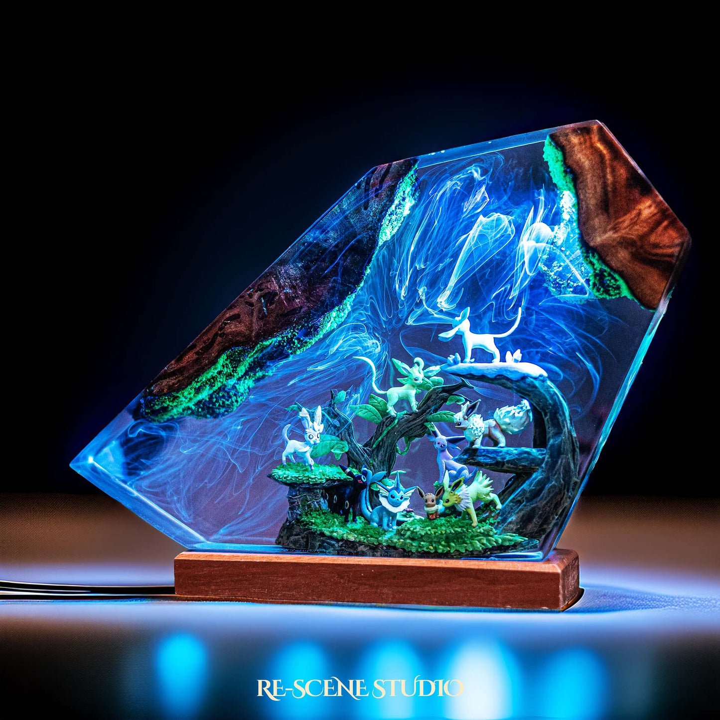 Pokemon Garden Resin Lamp — Handcrafted Epoxy Resin LED Lamp | Unique Ambient Decor & Collector's Gift
