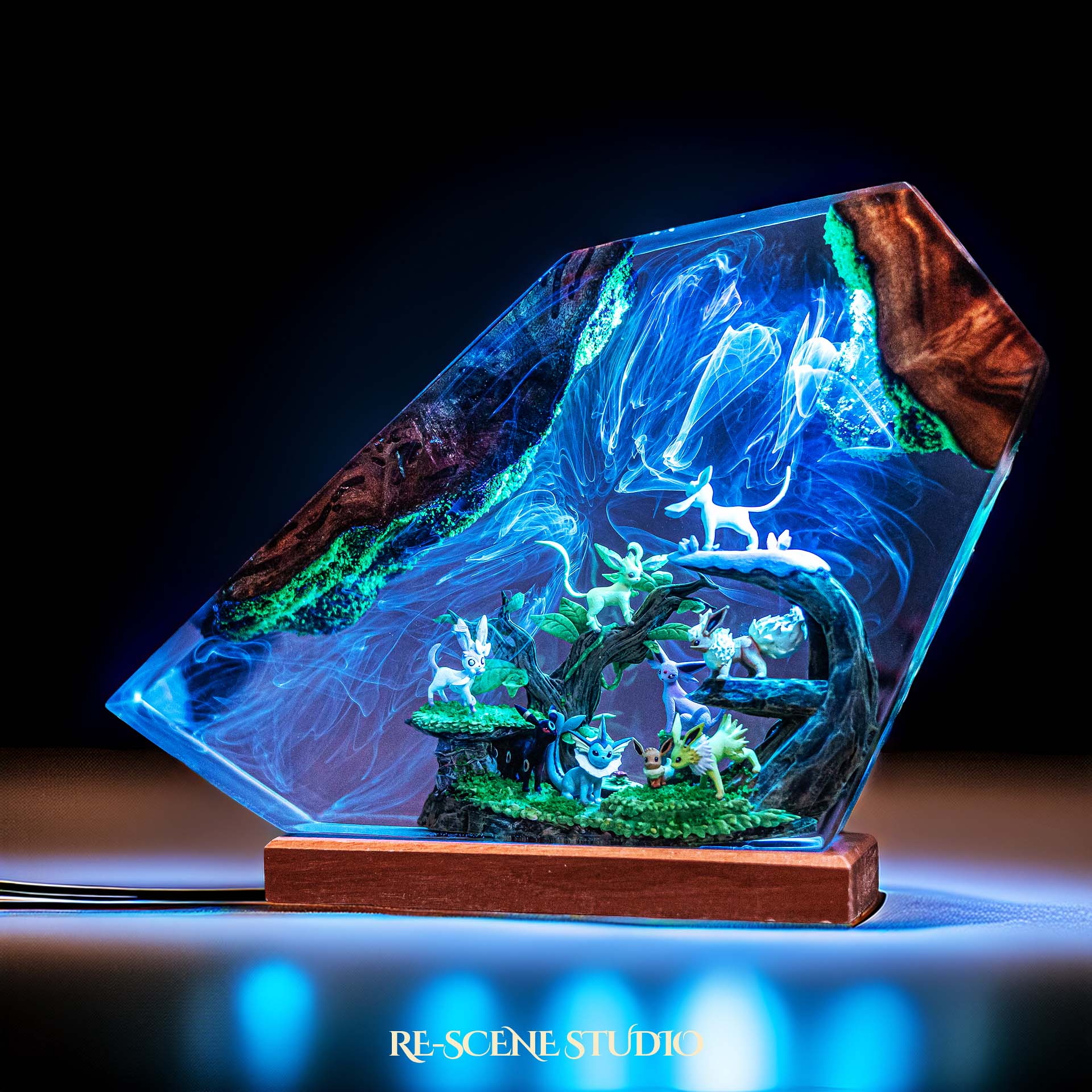 Pokemon Garden Resin Lamp — Handcrafted Epoxy Resin LED Lamp | Unique Ambient Decor & Collector's Gift