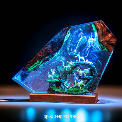 Pokemon Garden Resin Lamp — Handcrafted Epoxy Resin LED Lamp | Unique Ambient Decor & Collector's Gift