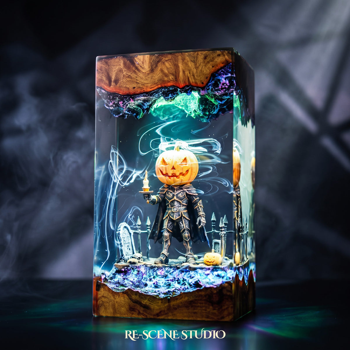 Pumpkin Head Resin Lamp, Halloween resin art lamp