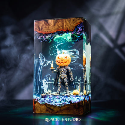 Pumpkin Head Resin Lamp, Halloween resin art lamp