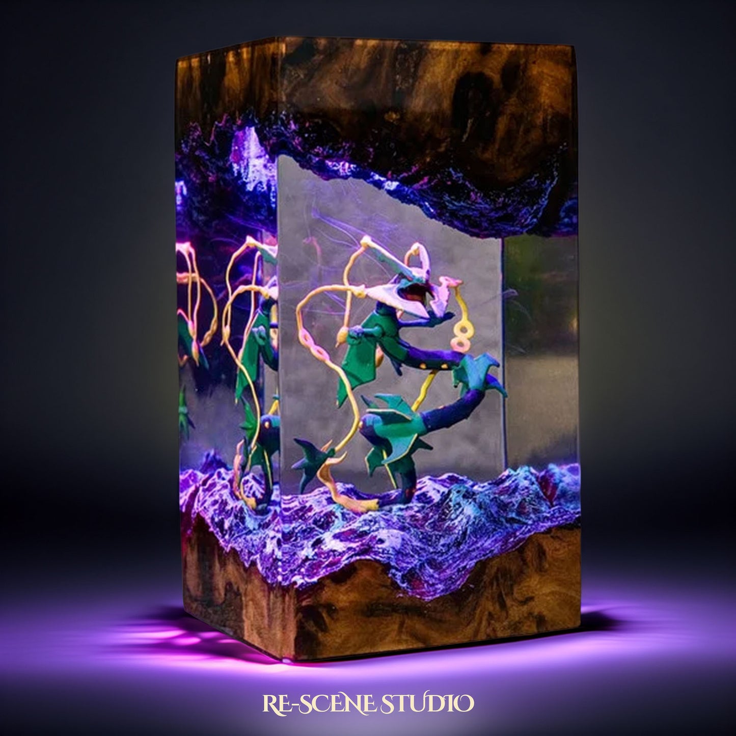 Sky Serpent Dragon Resin Lamp — Display Setup | Artisan Resin Art Lamp, Ambient Light for Home or Office