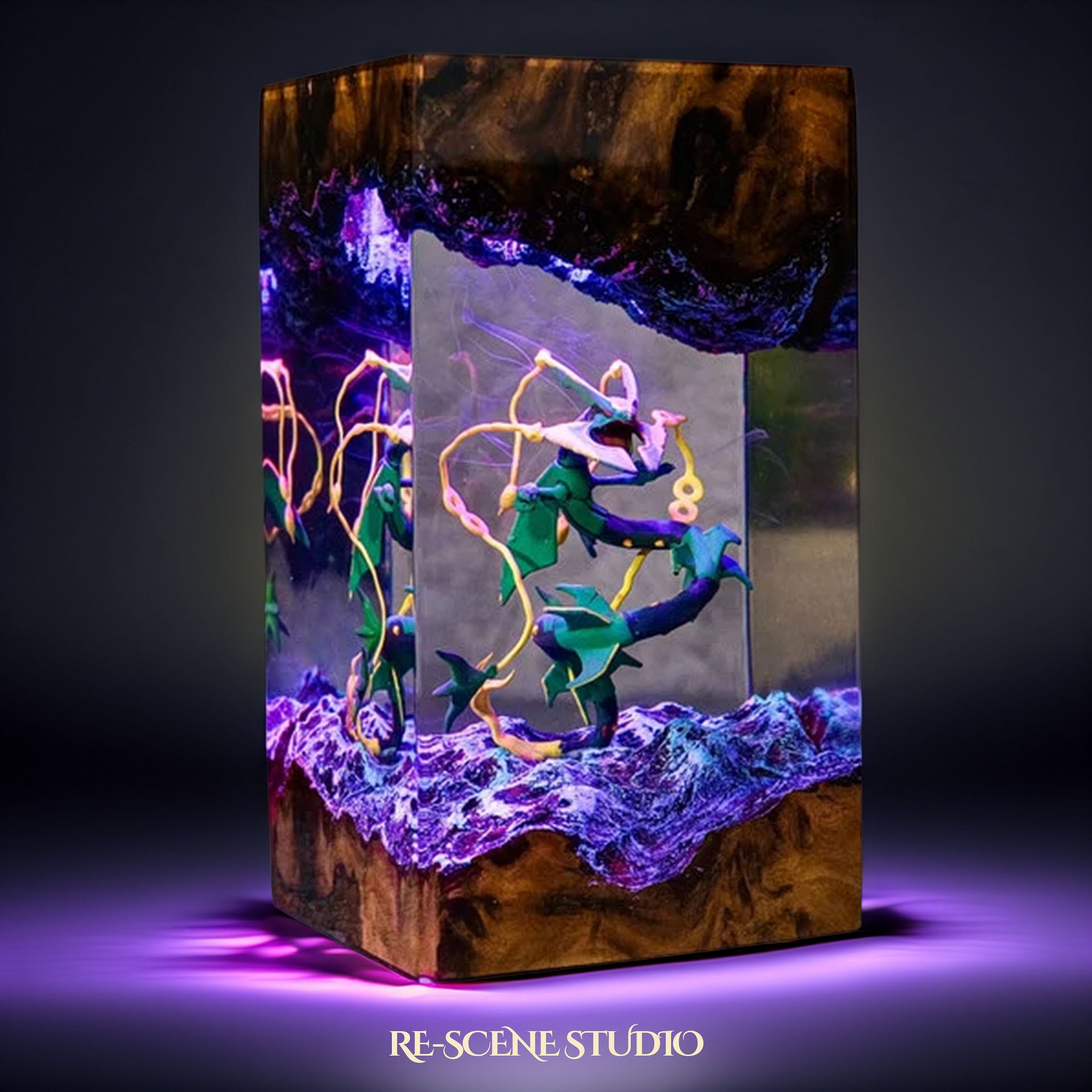 Sky Serpent Dragon Resin Lamp — Display Setup | Artisan Resin Art Lamp, Ambient Light for Home or Office