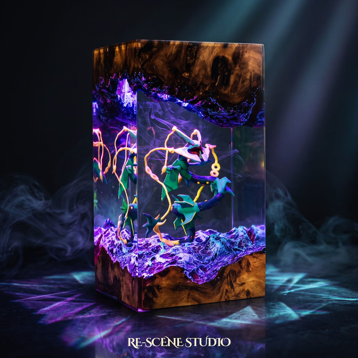 Rayquaza Resin Lamp (Pokemon), hand-poured epoxy resin night light glowing in 16 RGB colors