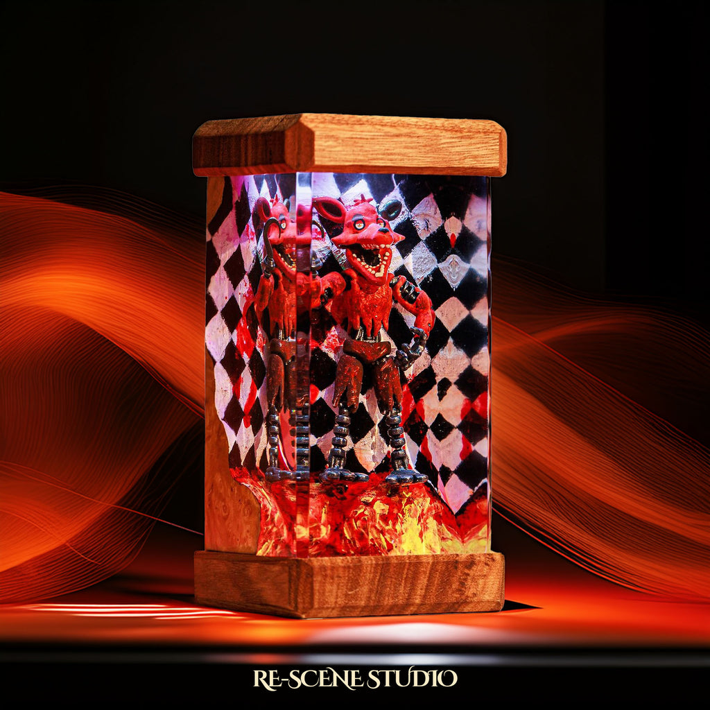 Red Foxy Resin Epoxy Lamp Multicolor / Size M: 6 x 6 x 12 (cm) – Handmade Epoxy Resin Lamp by Rescene Studio | Rescene Studio