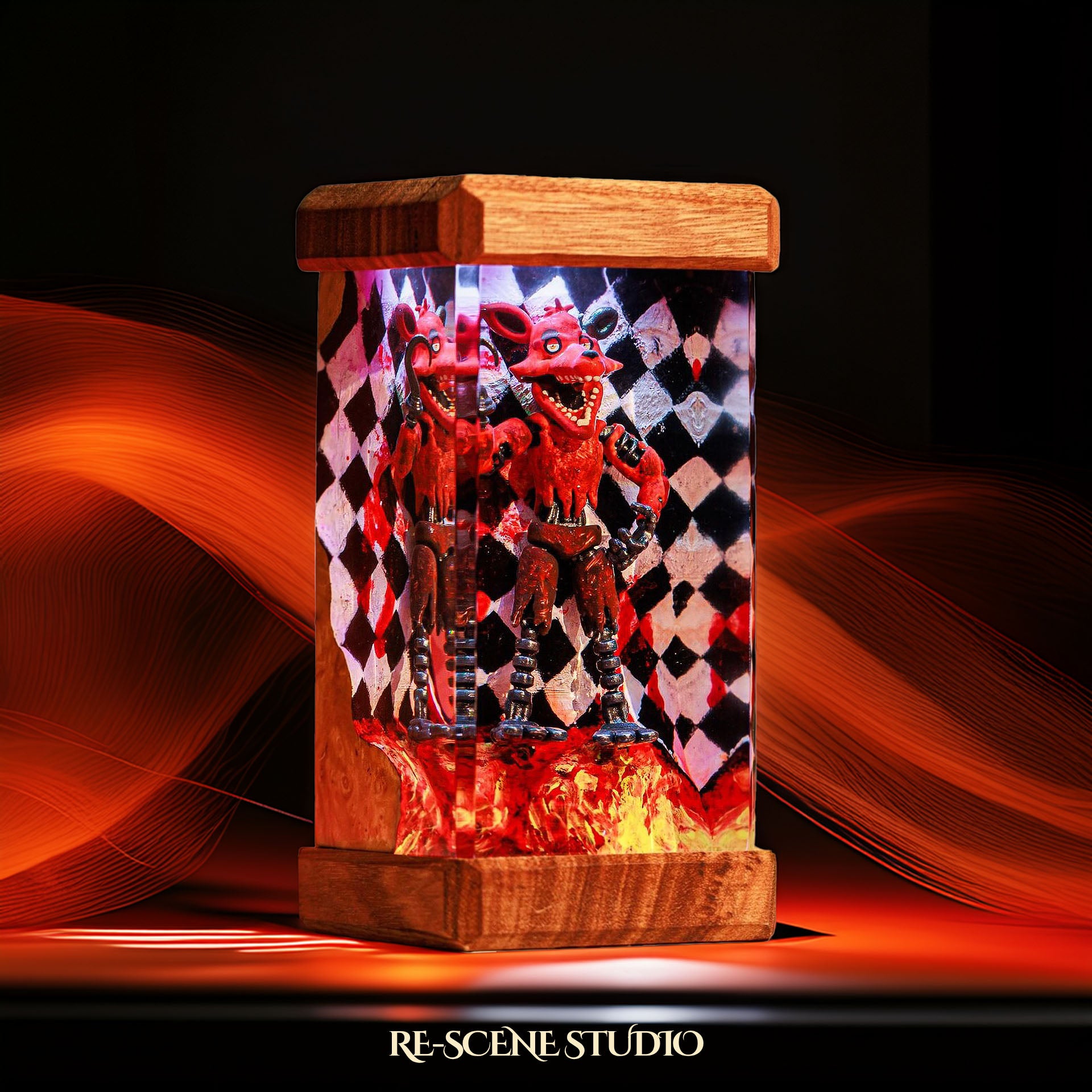 Red Foxy Resin Epoxy Lamp Multicolor / Size M: 6 x 6 x 12 (cm) – Handmade Epoxy Resin Lamp by Rescene Studio | Rescene Studio