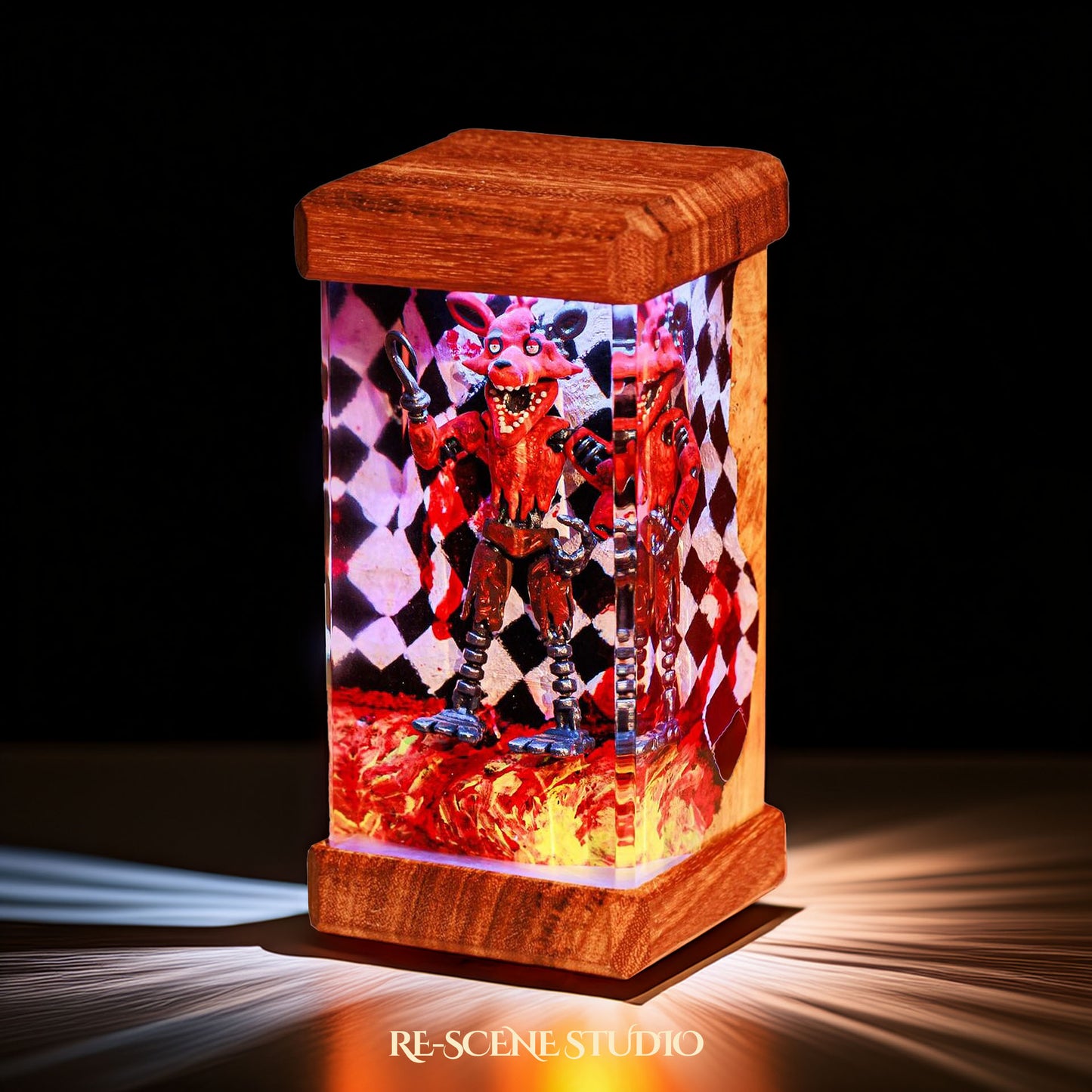 Red Foxy Resin Epoxy Lamp Multicolor / Size M: 6 x 6 x 12 (cm) – Handmade Resin Lamp by Rescene Studio | Rescene Studio