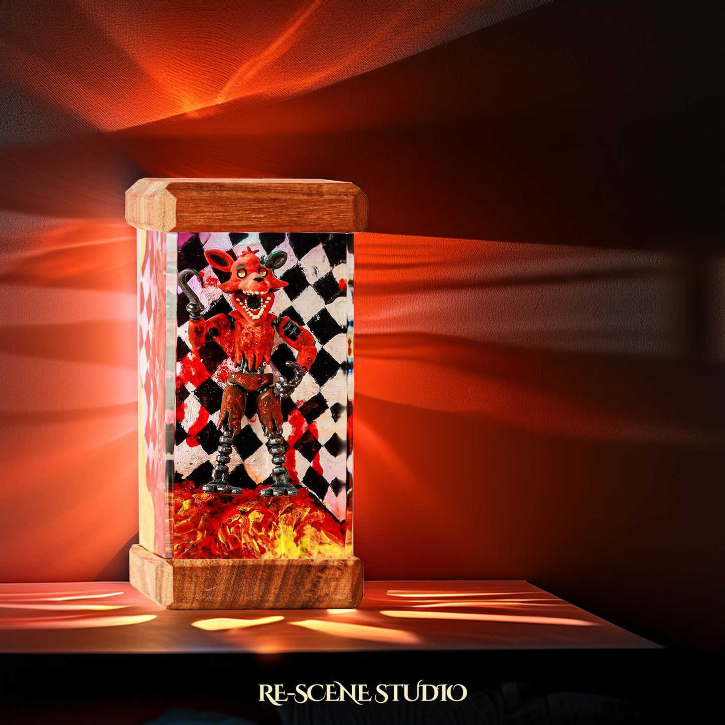 Red Foxy Resin Epoxy Lamp Multicolor / Size M: 6 x 6 x 12 (cm) – Handmade Resin Lamp by Rescene Studio | Rescene Studio