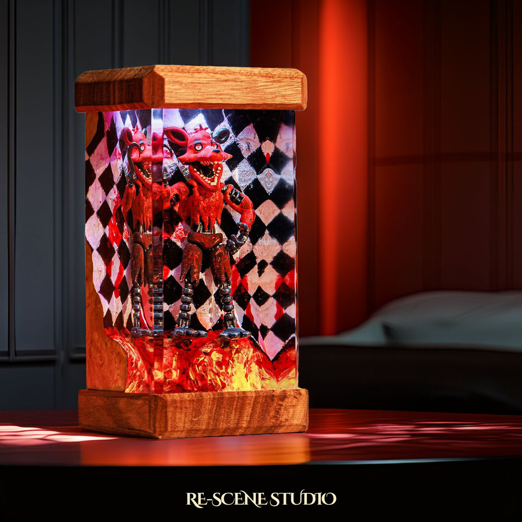 Red Foxy Resin Epoxy Lamp Multicolor / Size M: 6 x 6 x 12 (cm) – Handmade Epoxy Resin Lamp by Rescene Studio | Rescene Studio