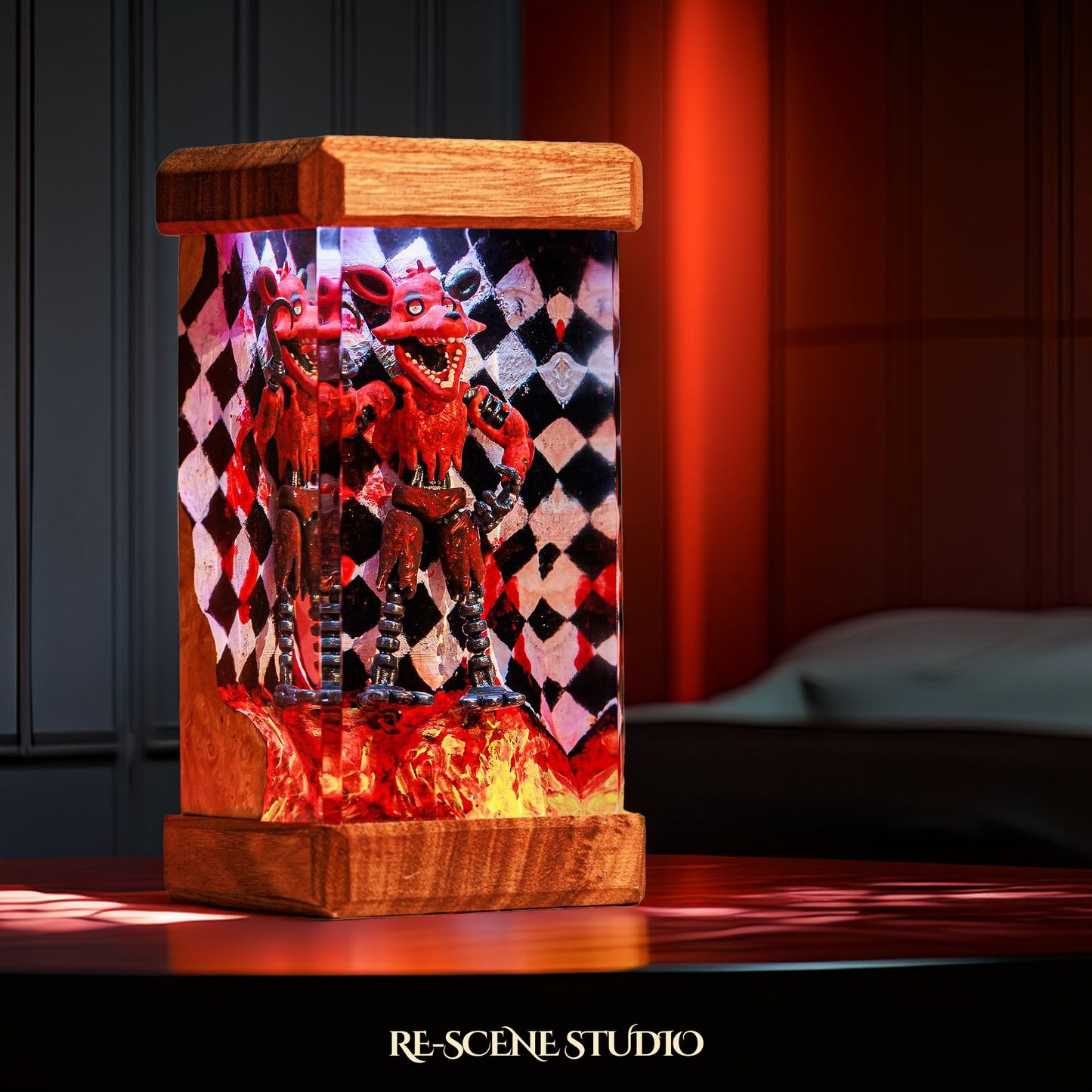 Red Foxy Resin Epoxy Lamp Multicolor / Size M: 6 x 6 x 12 (cm) – Handmade Resin Lamp by Rescene Studio | Rescene Studio