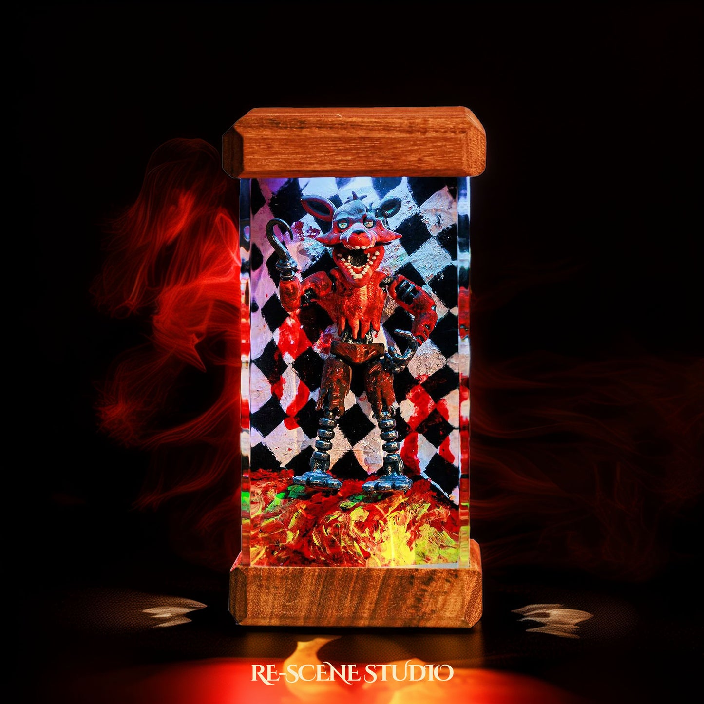 Red Foxy Resin Epoxy Lamp Multicolor / Size M: 6 x 6 x 12 (cm) – Handmade Resin Lamp by Rescene Studio | Rescene Studio