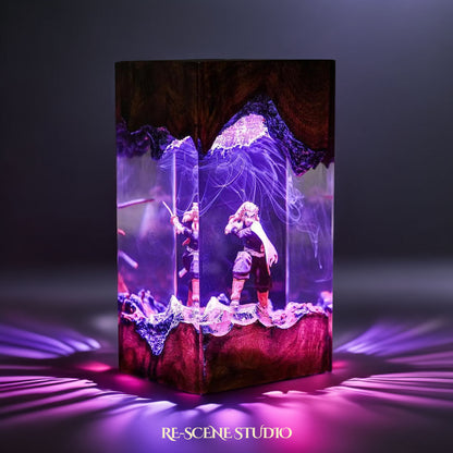 Rengoku Resin Lamp 01 - Demon Slayer Multicolor / Size M: 7 x 13 x 7 (cm) – Handmade Resin Lamp by Rescene Studio | Rescene Studio