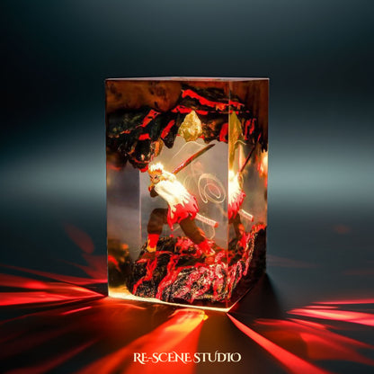 Rengoku Resin Lamp 02 - Demon Slayer Multicolor / Size M: 7 x 13 x 7 (cm) – Handmade Resin Lamp by Rescene Studio | Rescene Studio