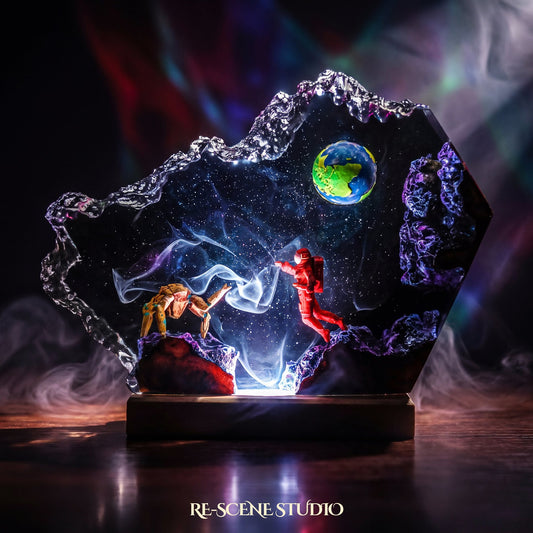Rocky Broken Resin Lamp (Project Hail Mary), hand-poured epoxy resin night light glowing in 16 RGB colors