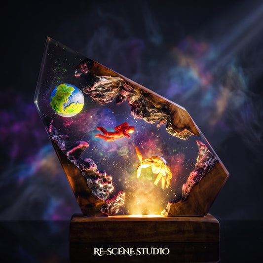 Rocky Cosmic Rock Resin Lamp (Project Hail Mary), hand-poured epoxy resin night light glowing in 16 RGB colors