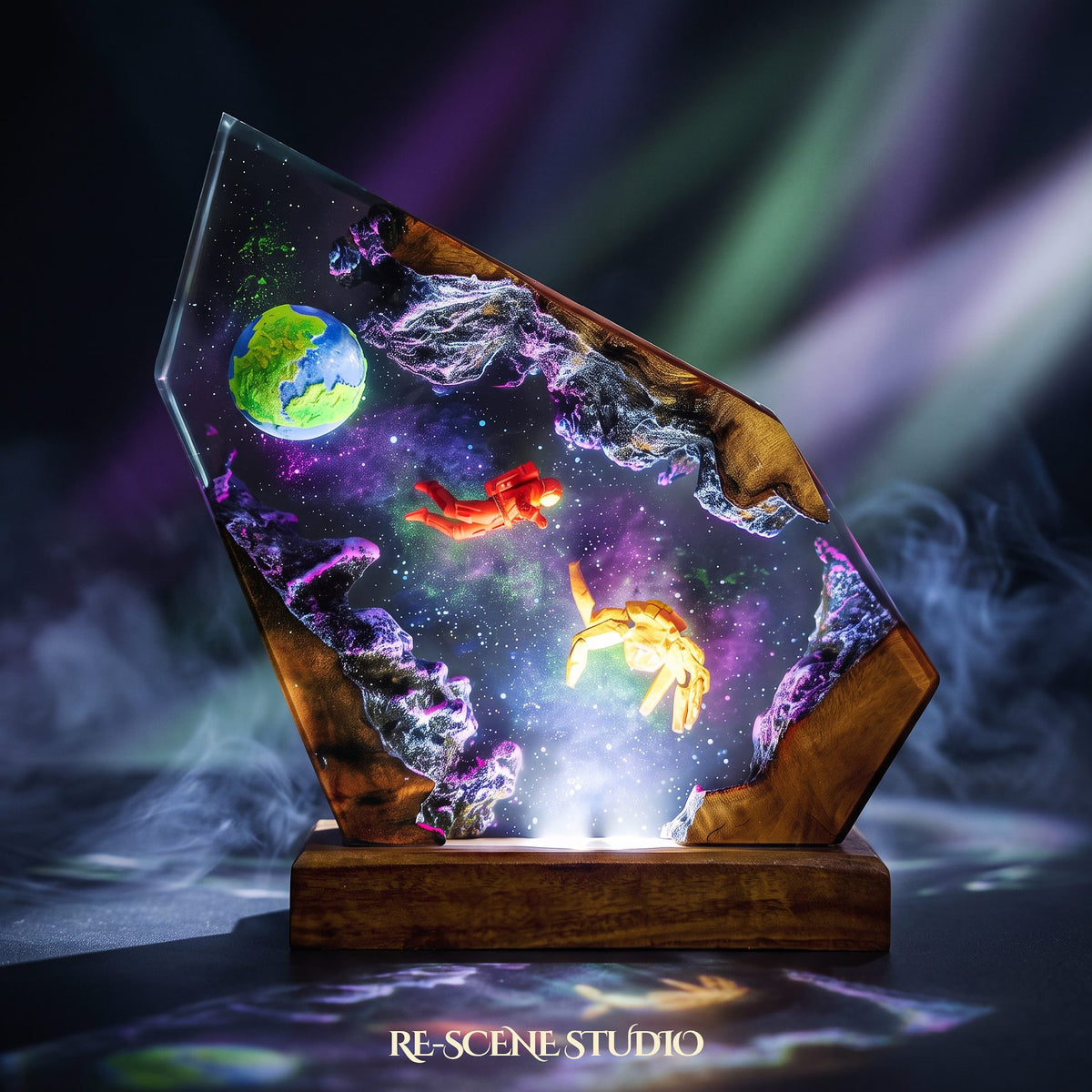Project Hail Mary collectible: the Rocky Cosmic Rock Resin Lamp, handmade on a wooden base