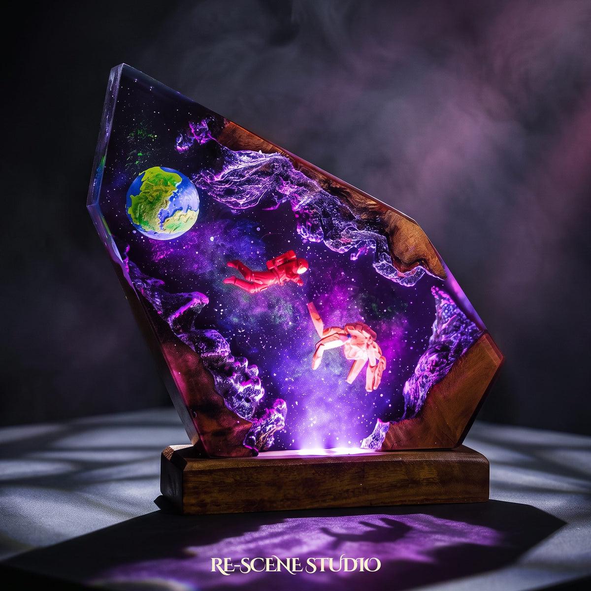 Glowing Rocky Cosmic Rock Resin Lamp: Project Hail Mary fan decor sealed in crystal-clear epoxy resin
